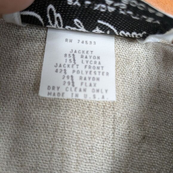 Vintage Cropped Jacket Top Brown M 90s Neutral Tan Natural Cream Floral Boho - Picture 11 of 12